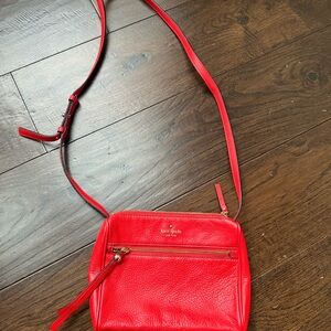 kate spade Red Pebbled Leather Crossbody with Front Zip